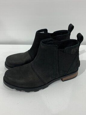 Sorel Emelie Chelsea Leather Ankle Boot Black Size US 8